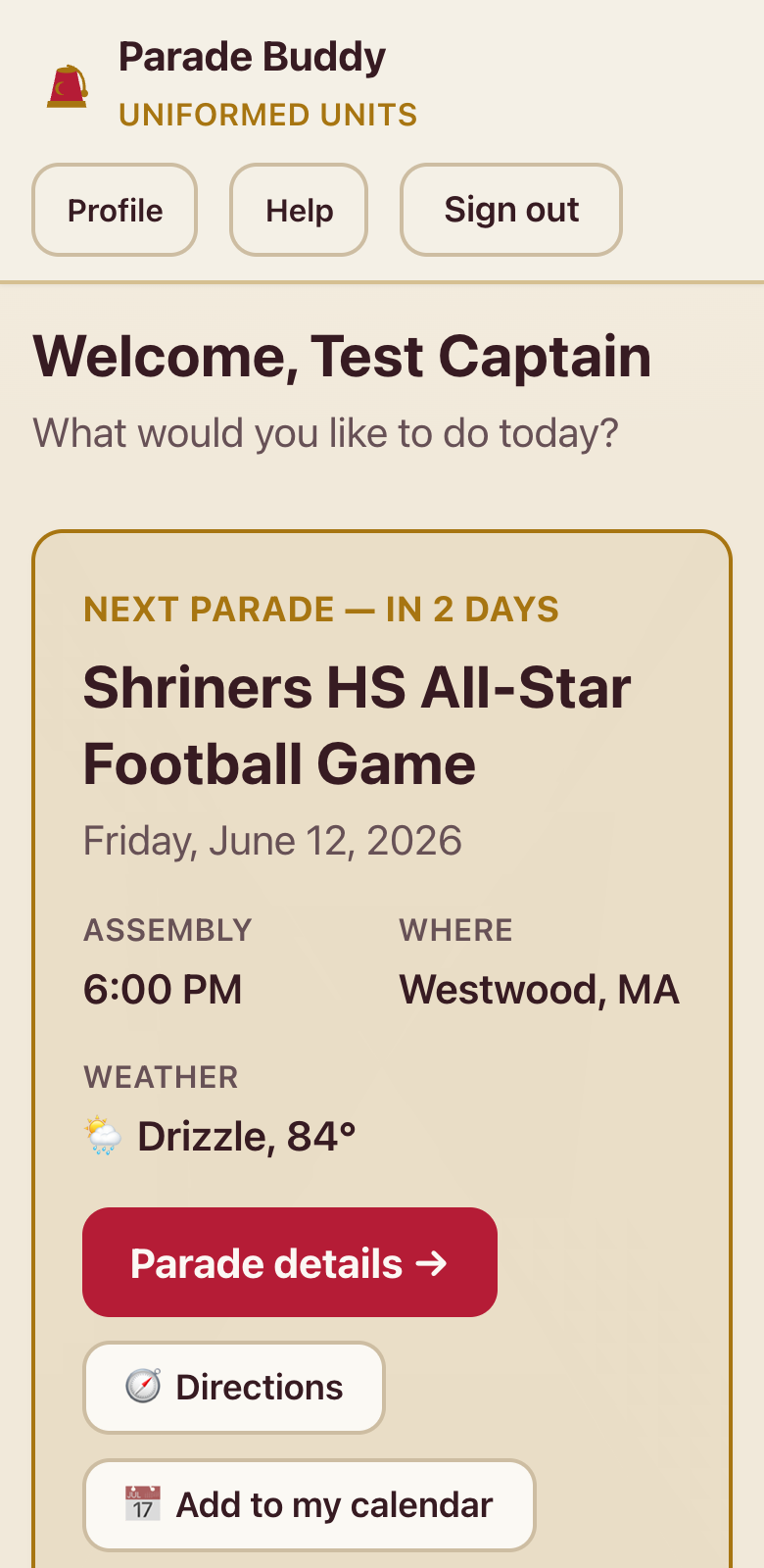 App screenshot: One home screen