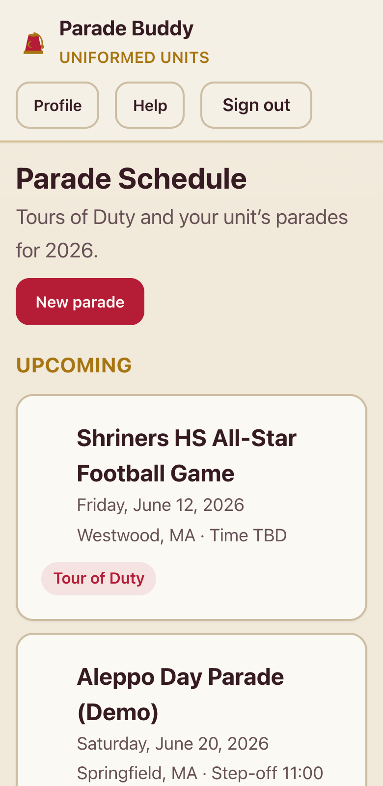 App screenshot: The whole season